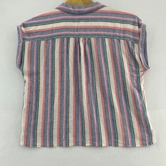 Orvis Striped Linen Blend Sleeveless Button Front‎ Shirt XL Multicolor Summer - Picture 4 of 9